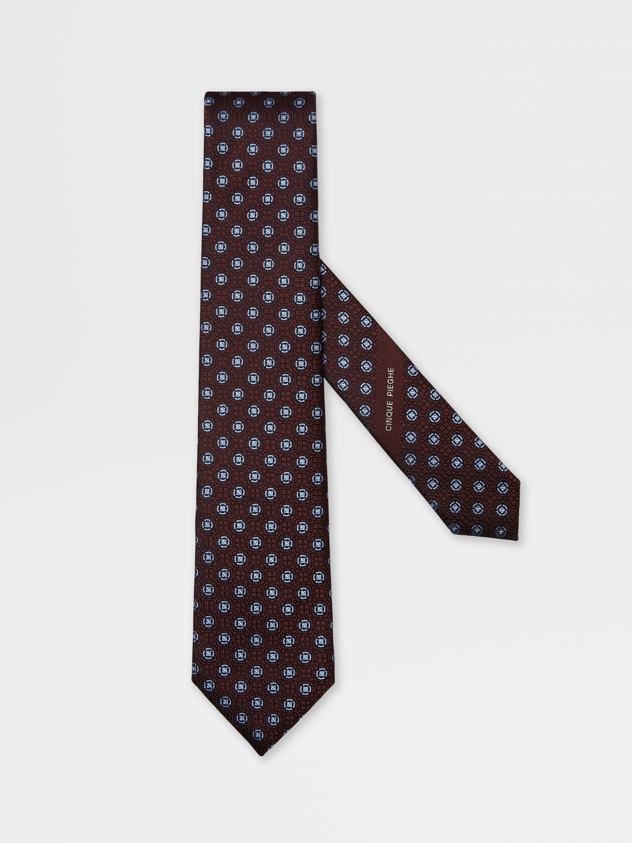 Corbata Estampada en Seda 5 Pieghe Vino